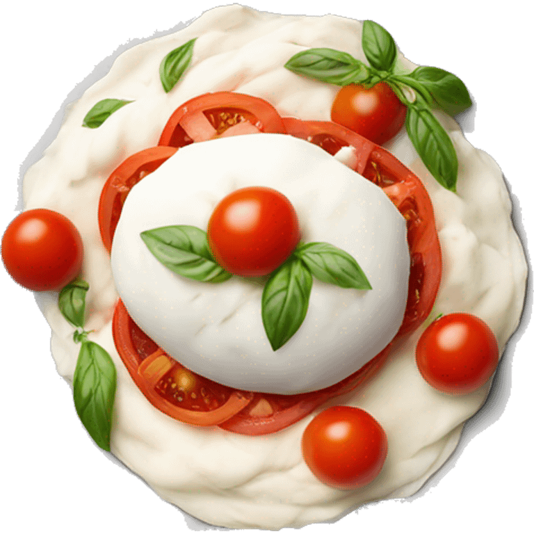 buratta with tomatoes on a plate emoji