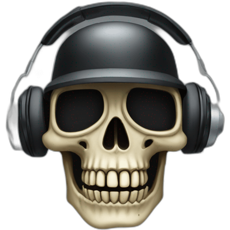 Military Skeleton mask with a long black mask underneath it and headset with a microphone emoji