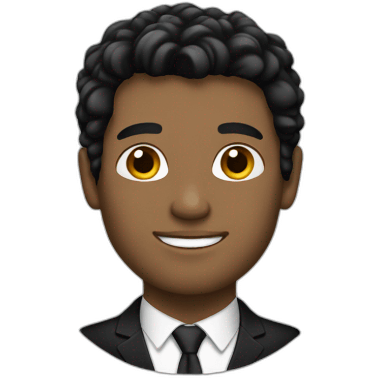 White man with black suit and black hair emoji