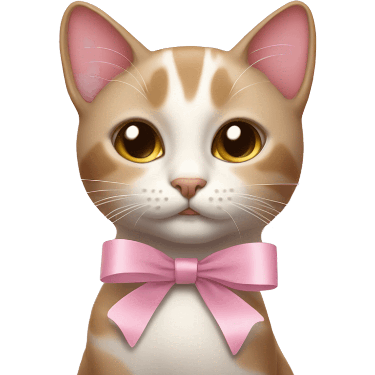 cat with light pink ribbon emoji