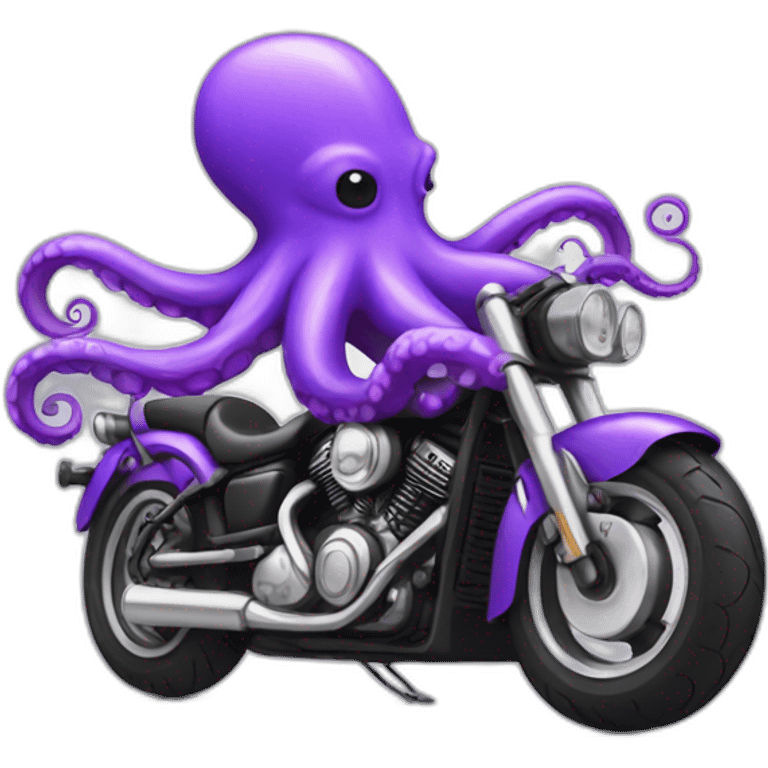 purple octopus on a motorcycle emoji