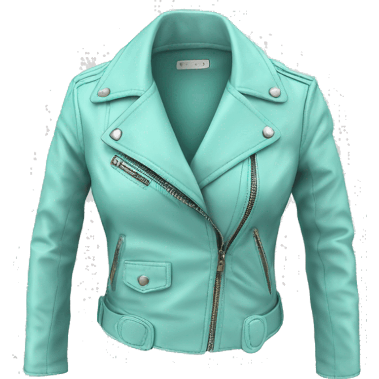 Realistic isolated open pastel tiffany blue fashion leather jacket.  emoji