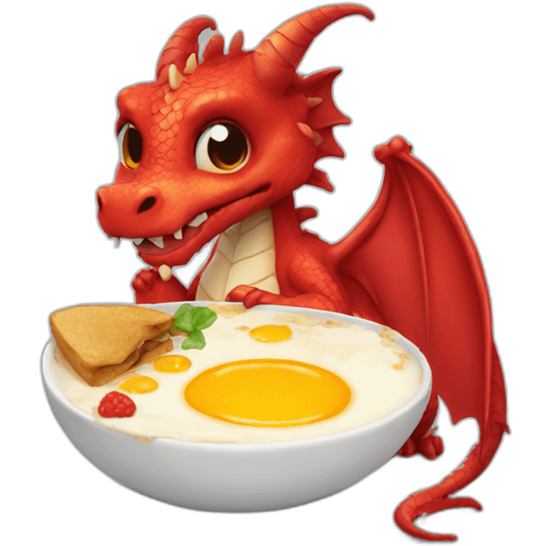 sad red dragon eating breakfast emoji