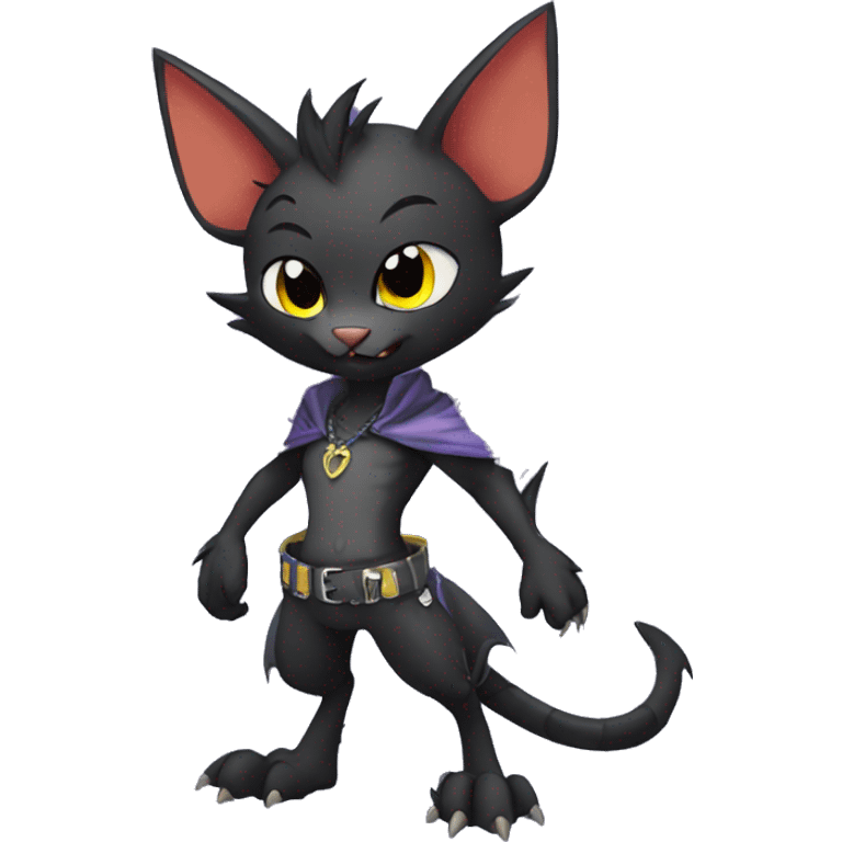 Black Anthro Cool Punk Bat-Cat-Fakemon Full Body emoji