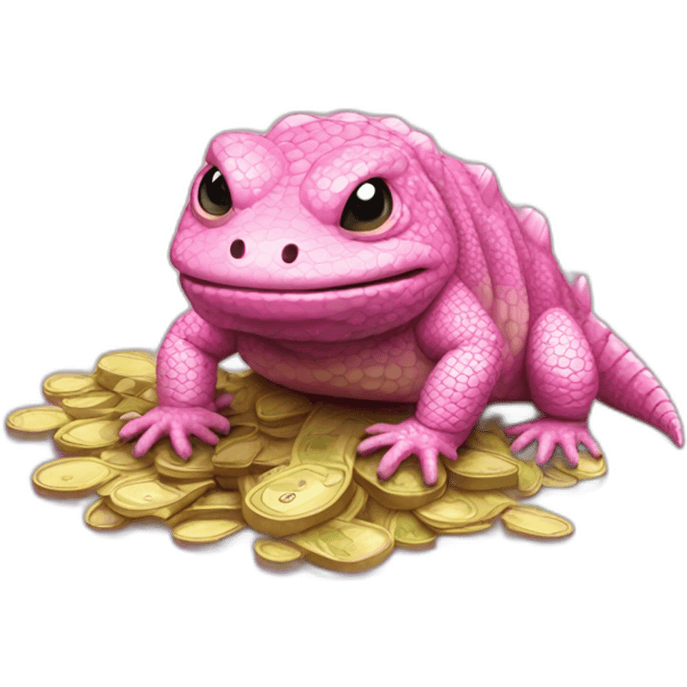 fat tegu lizard pink with money emoji