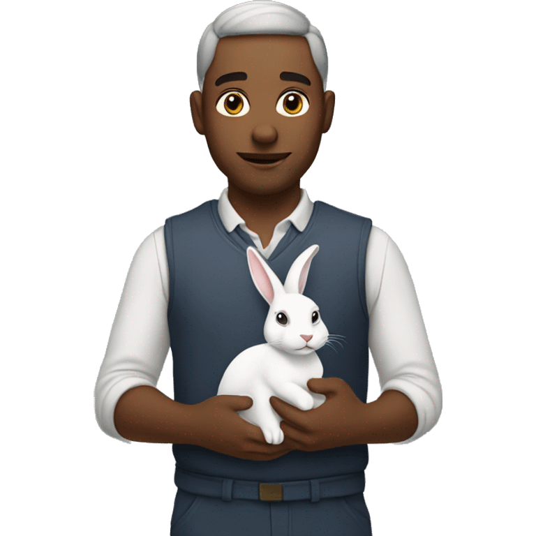 A man with a rabbit in his hands emoji