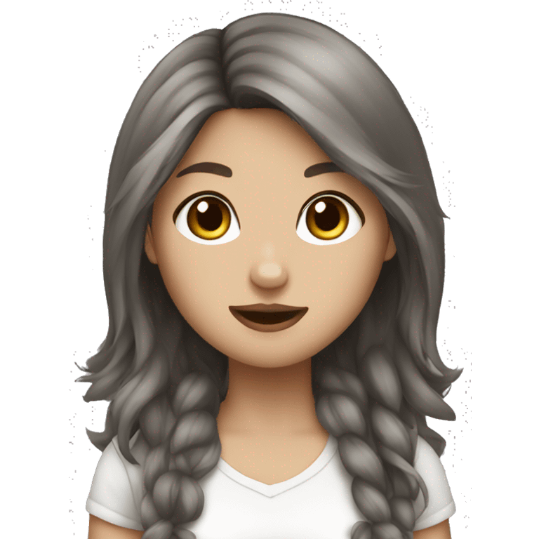 girl brown hair and gray cat rocker emoji