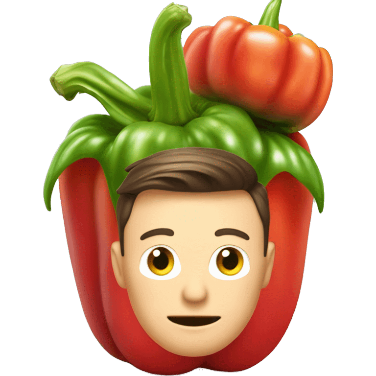 Elon Musk with a pawn on his head in the cooler of a red bell pepper emoji