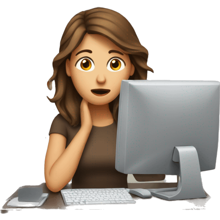 stressed-brown-hair-woman-at-computer emoji