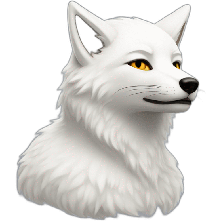 White fox comic style emoji