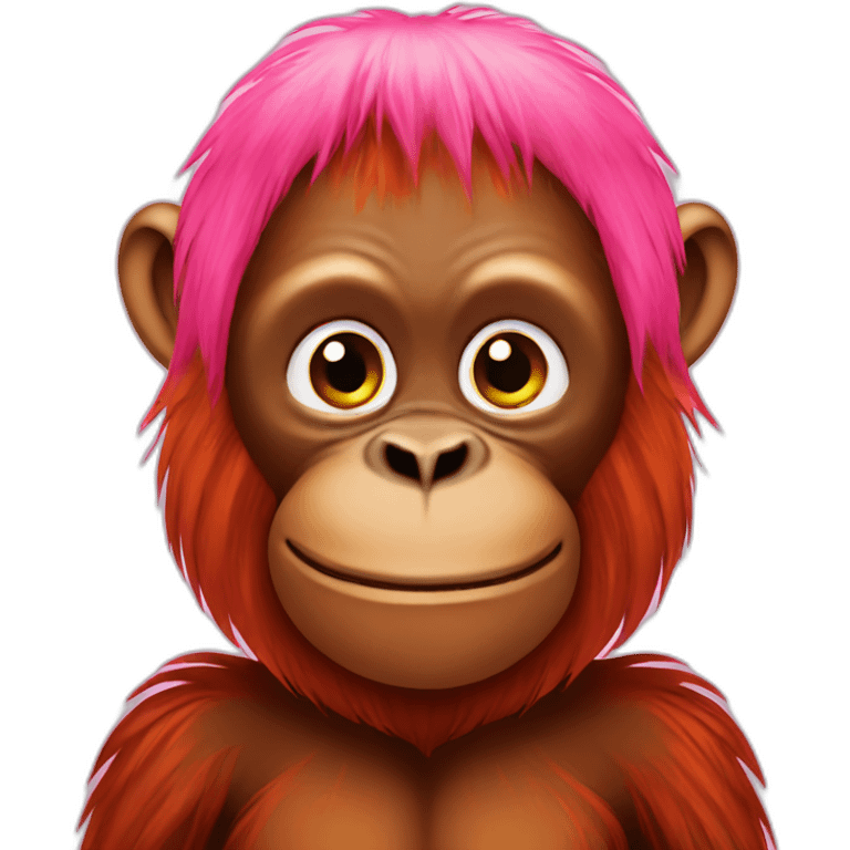 Orangutan with pink hair emoji