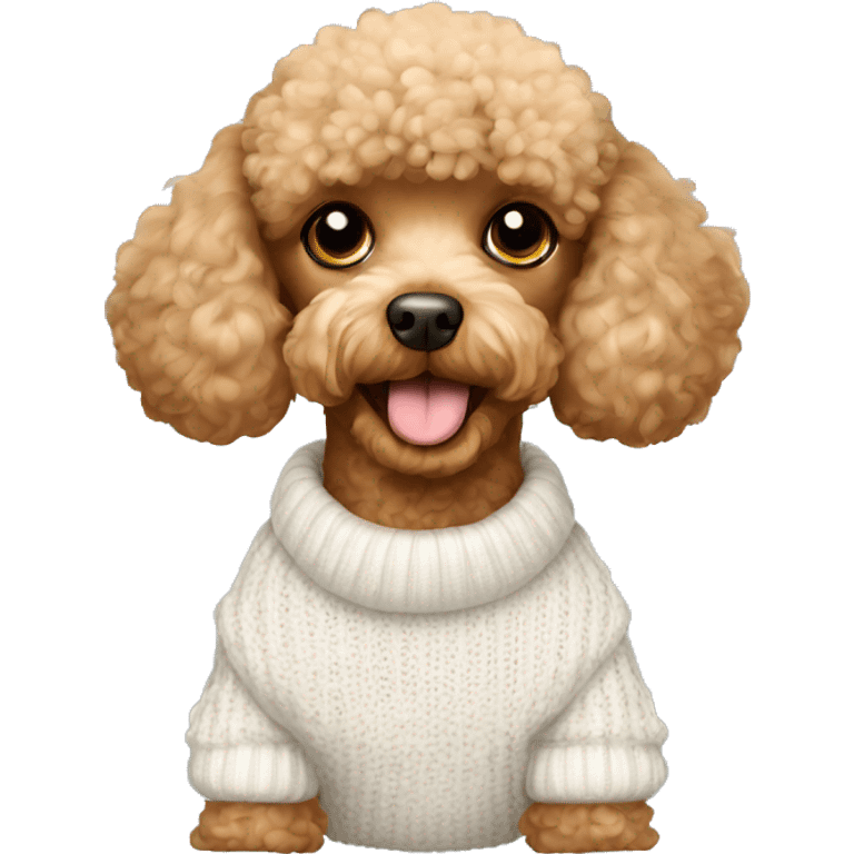 Light brown toy poodle wearing white sweater  emoji