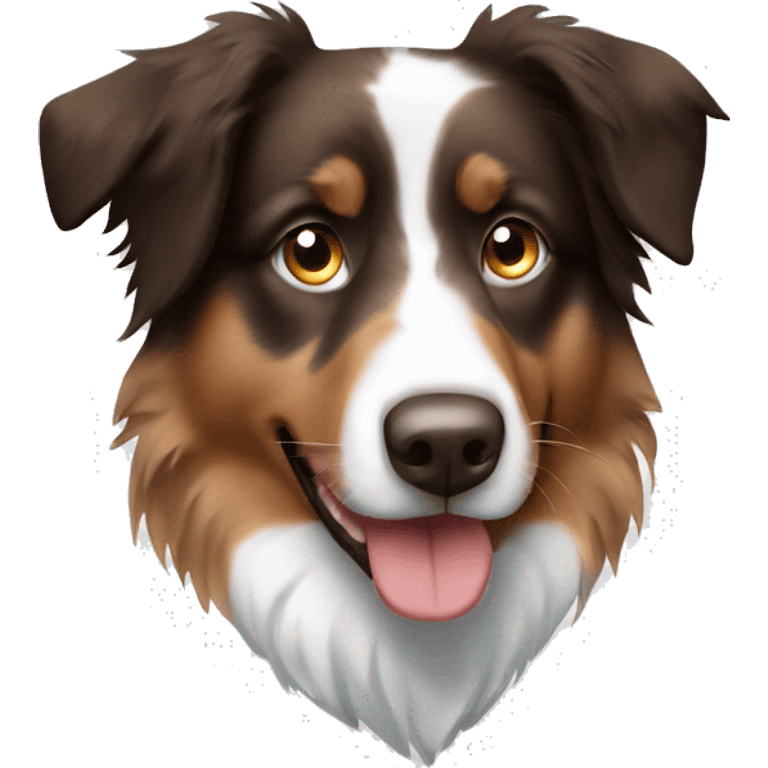 brown and white australian shepherd with blue eyes emoji