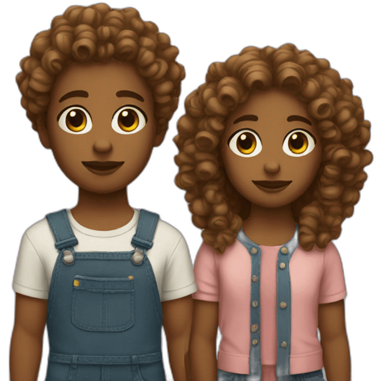 Twins with curly hair emoji