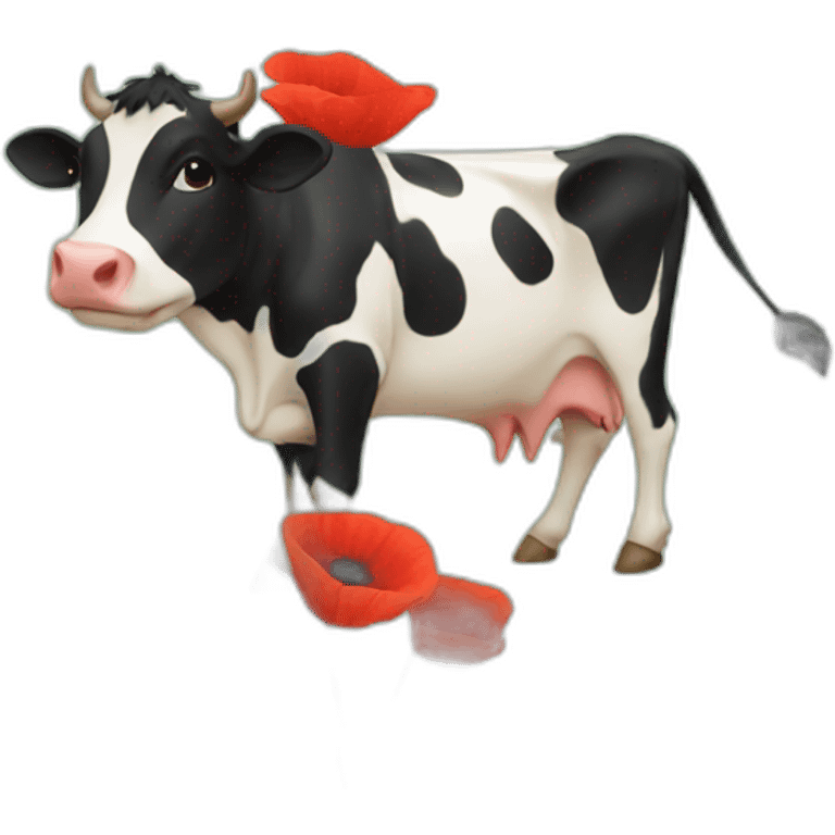 cow with red poppies emoji