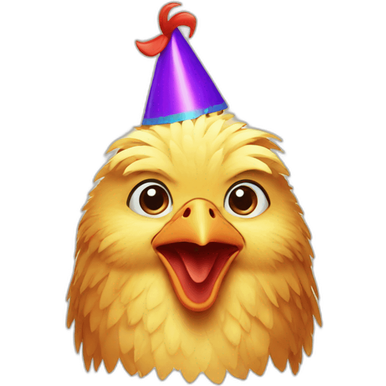 chicken with a party hat emoji