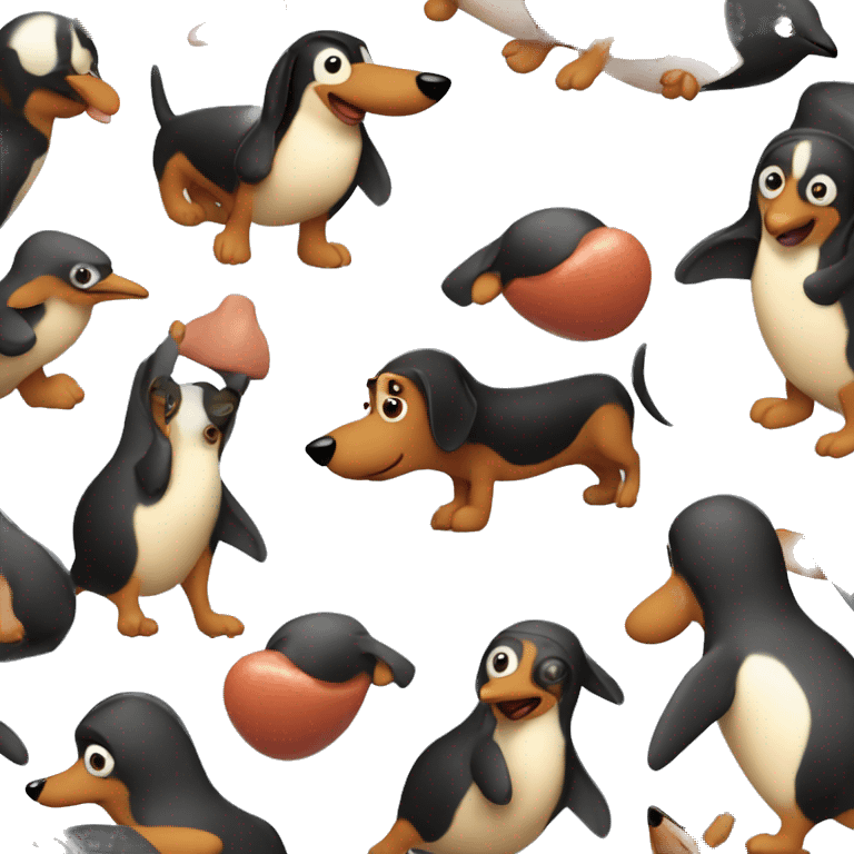 sausage dog with a penguin emoji