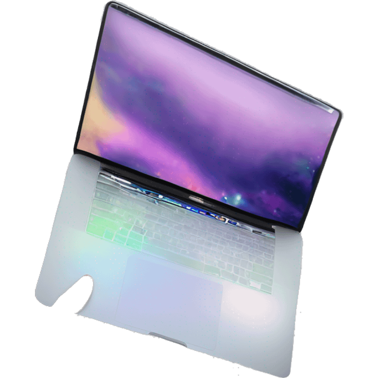 macbook pro with Realistic isolated gradient silver holographic wallpaper emoji