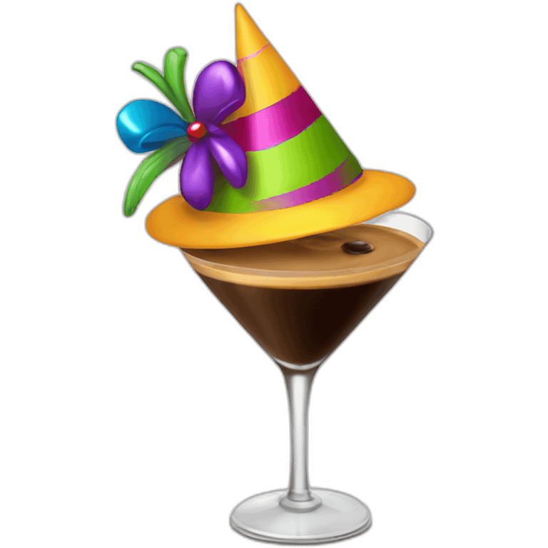 espresso martini with colorful party hat emoji