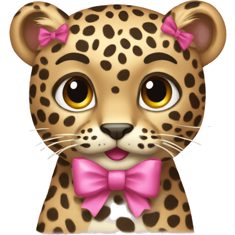 show leopard with pink bow emoji