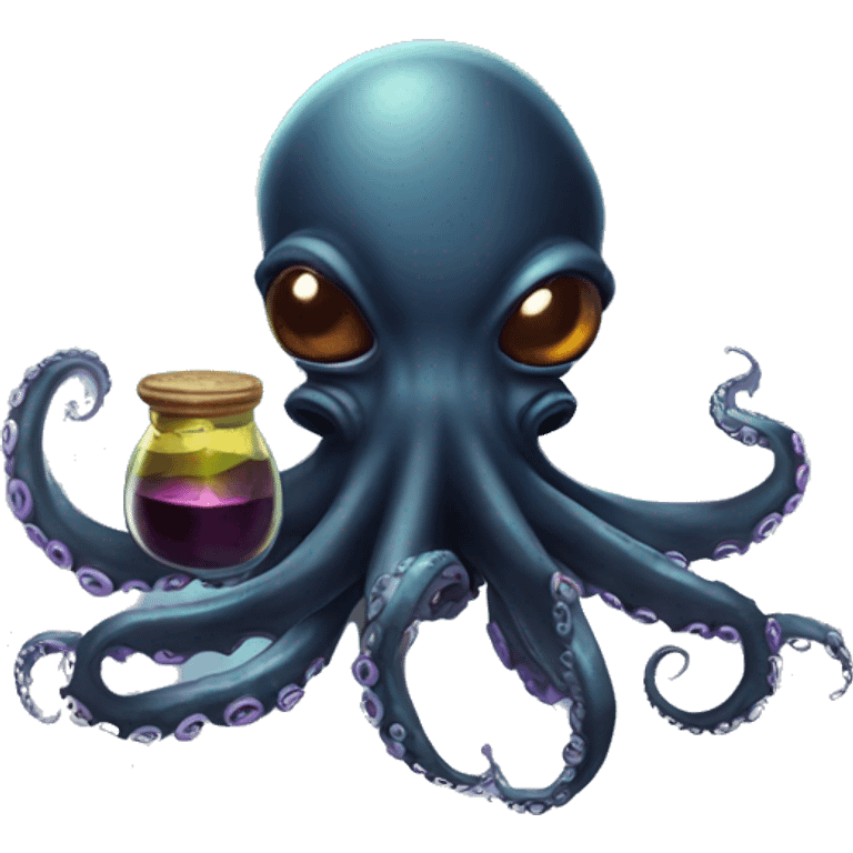 Black Alien Octopus with potion  emoji