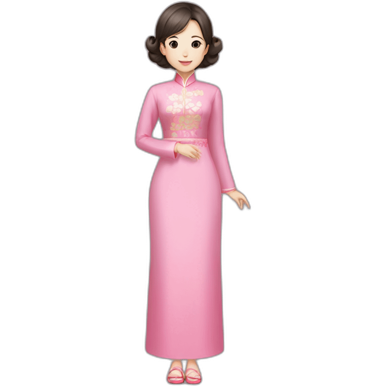 Go Yoon Jung wearing pink ao dai full body emoji