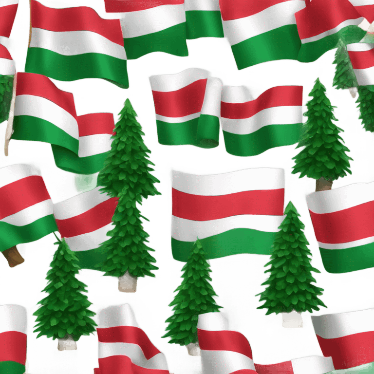 Christmas tree poland and hungary flag emoji