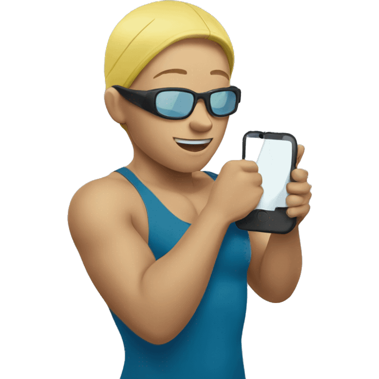 A swimmer using a phone emoji