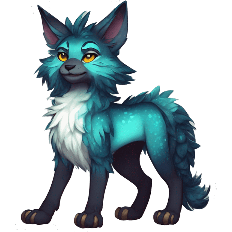 Cool cute Kawaii edgy fantasy shiny animal  fursona Fionbri vernid by griffsnuff & LiLaiRa & Falvie full body emoji