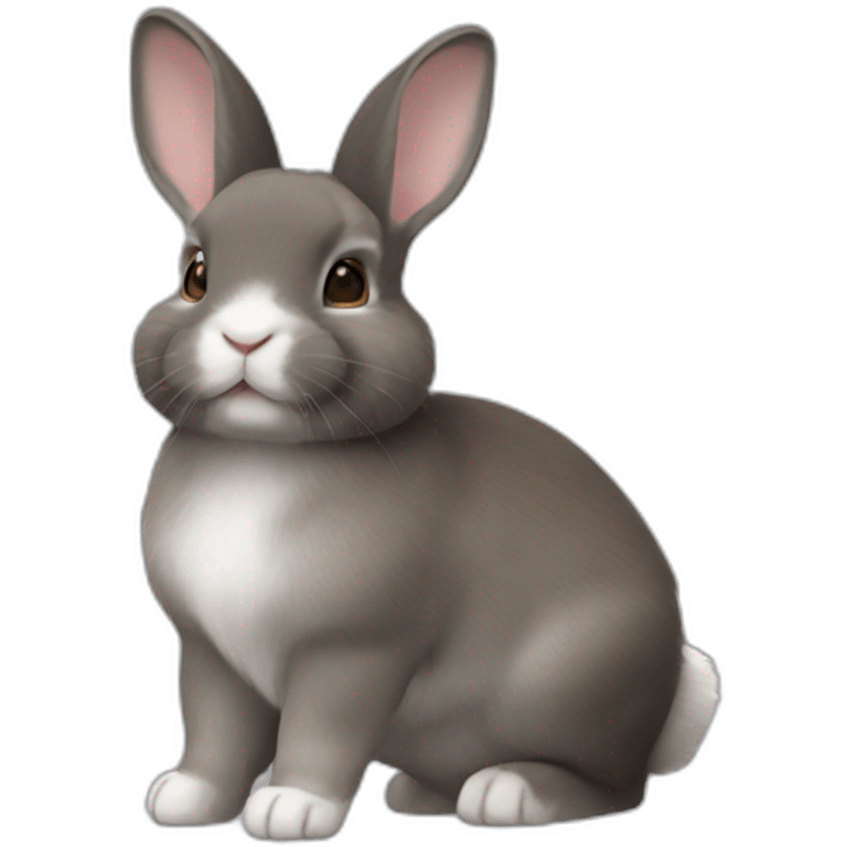 Netherland dwarf bunny with grey/brown fur and white nose and front of toes emoji