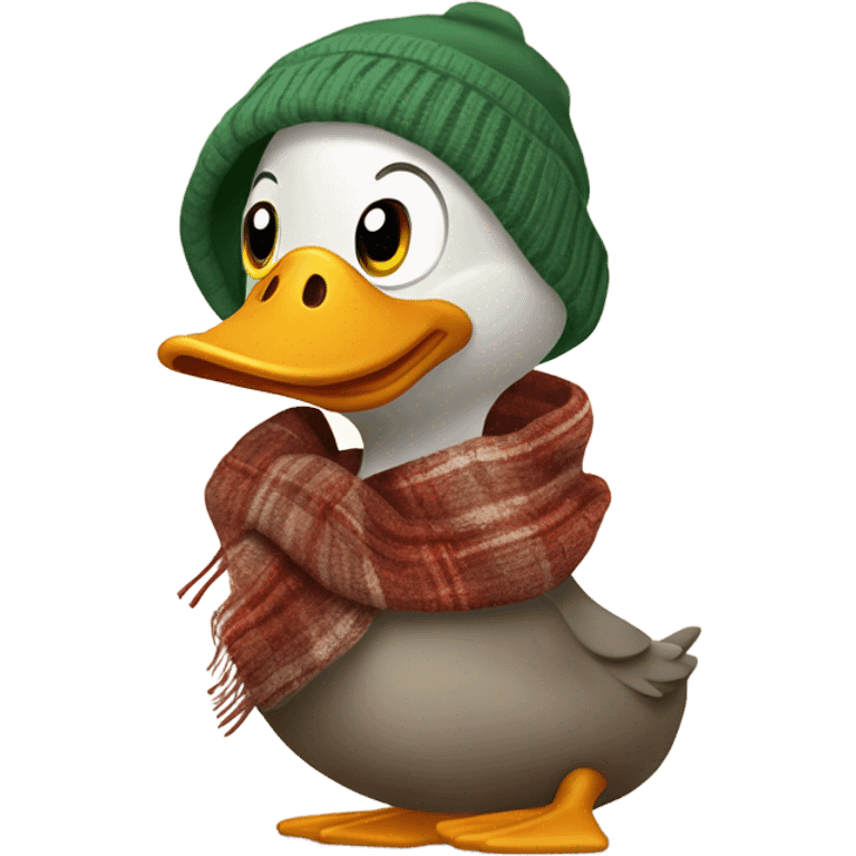 daddy duck in a scarf ￼￼￼￼ emoji