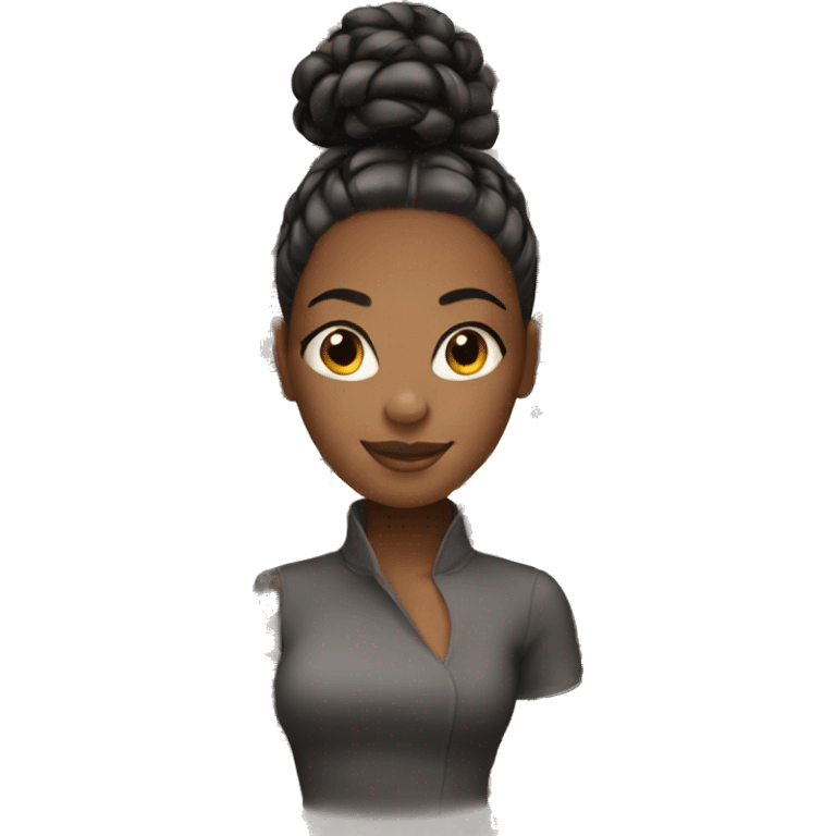 Black girl with high bun braids emoji