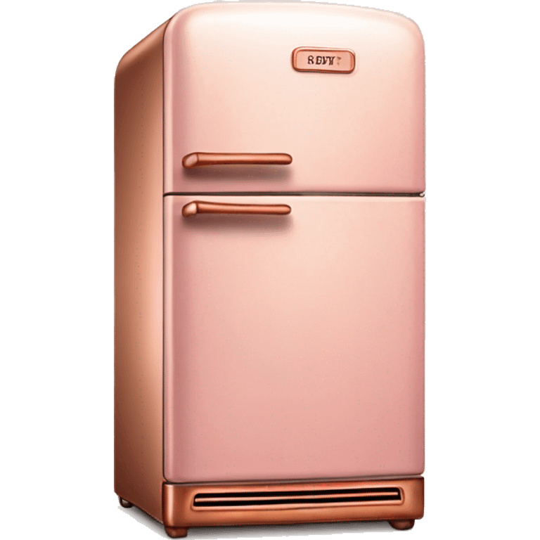 Realistic pastel pink and metallic copper vintage fridge.  emoji