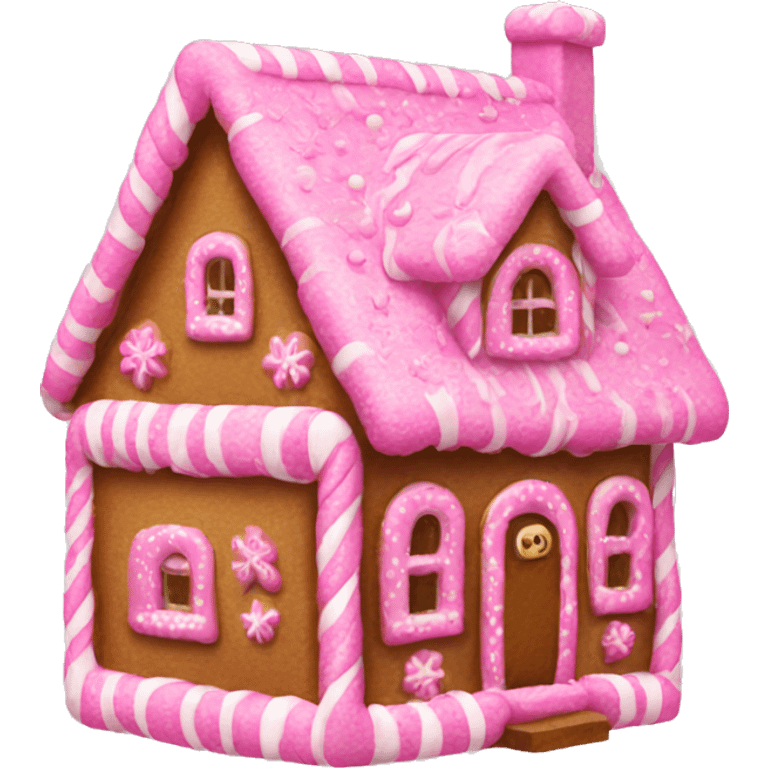 A pink gingerbread house emoji