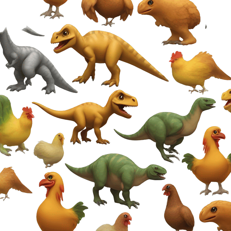 Dinosaurs and chicken emoji