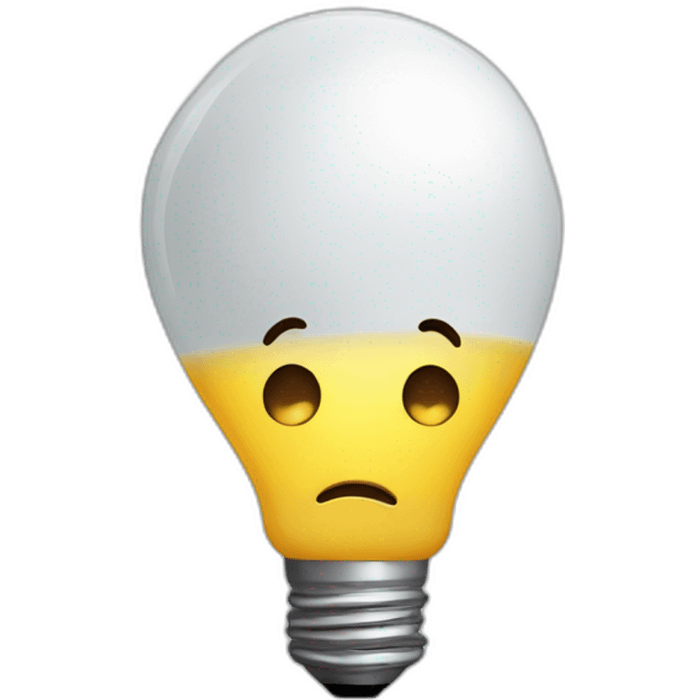 light bulb character with sad face emoji