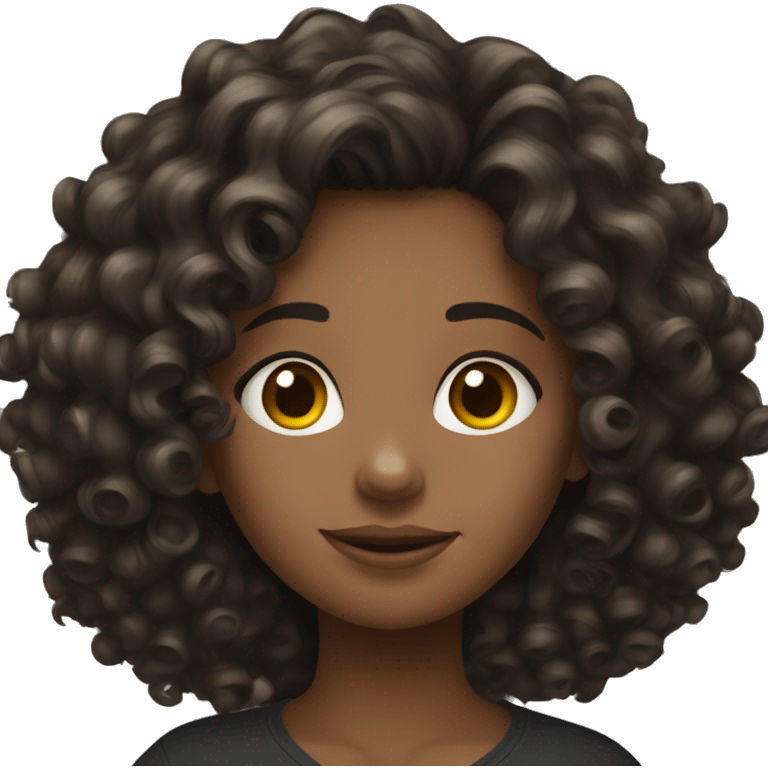 Curly hair black brunette girl emoji