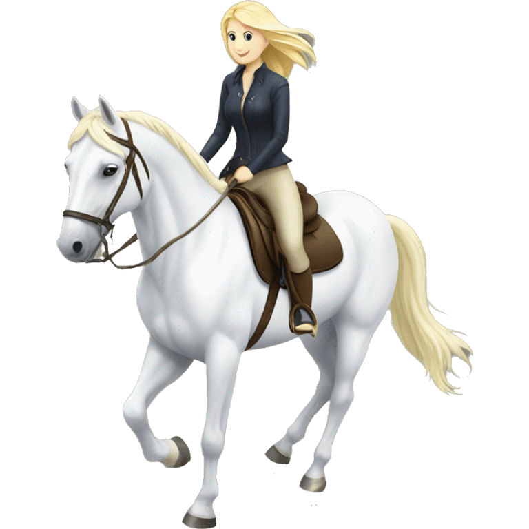 White horse riding for blonde girl  emoji