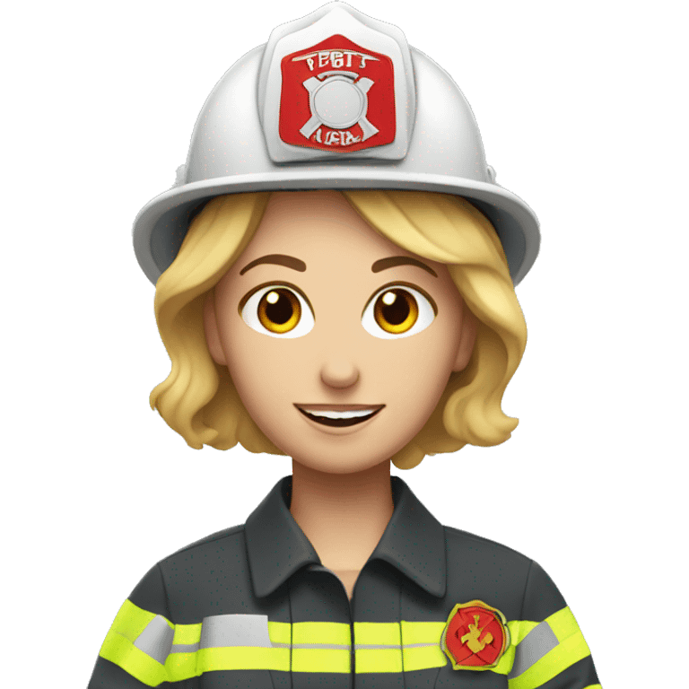 White woman fire fighter in love emoji