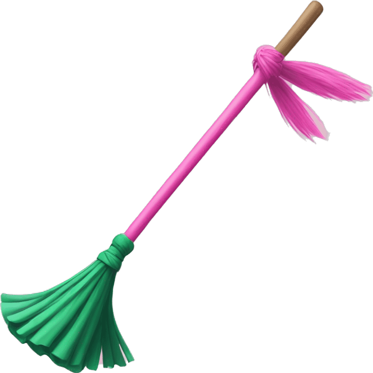 Pink wand duelling a green broom emoji