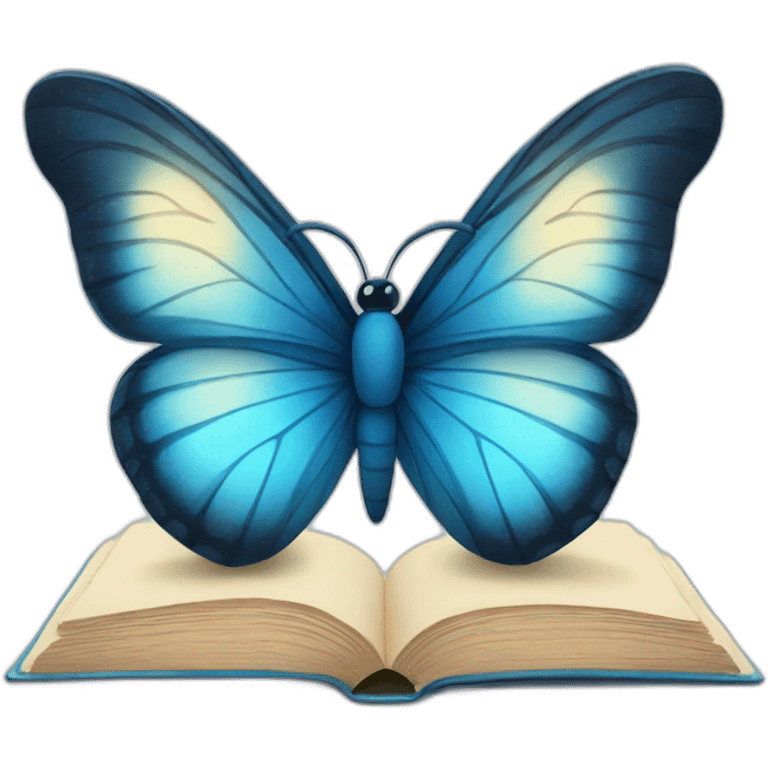 Blue Butterfly reading a book emoji