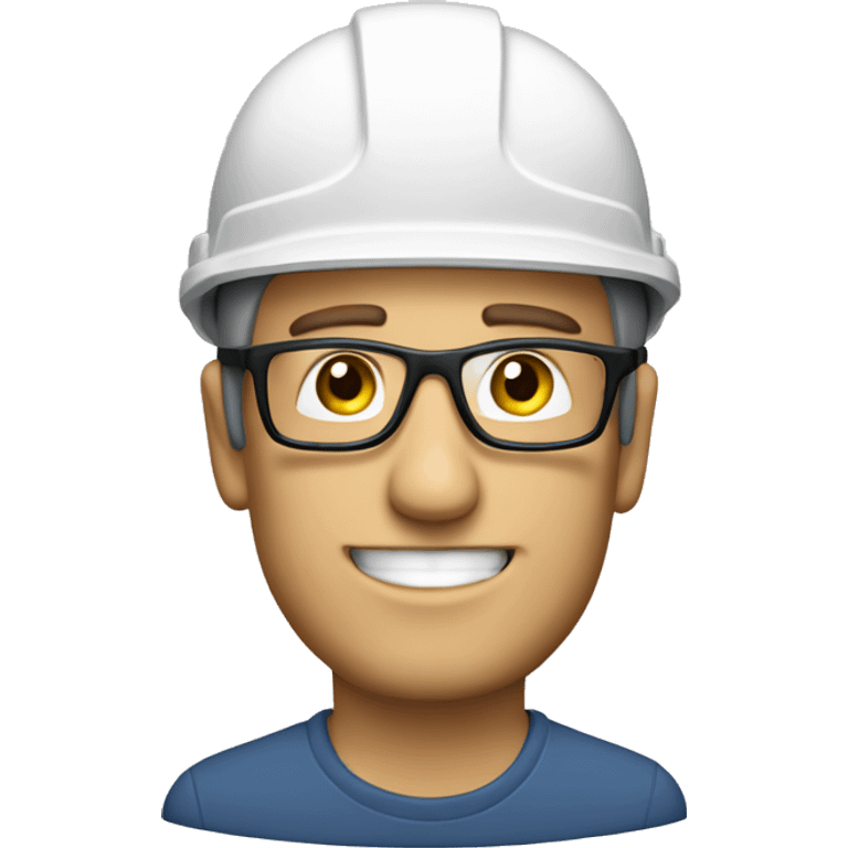 Caucasian man wearing a safety helmet, safety glasses and earplugs emoji