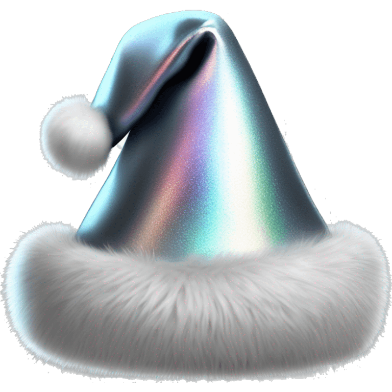 Isolated realistic silver holographic metallic Santa hat with fur. emoji