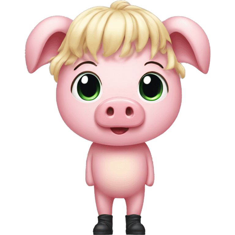 full body greasy pink pig wearing a blonde wig emoji