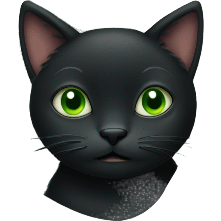 Christmas Black cat cozy in blanket with green eyes emoji