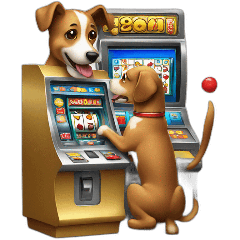 A dog playing a slot machine winning emoji