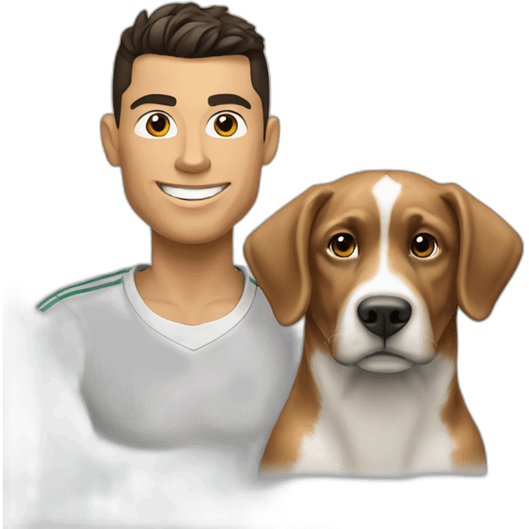 Cristiano Ronaldo con su perro emoji