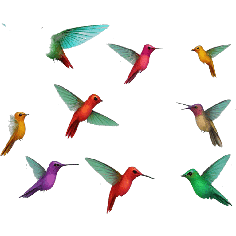 Hummingbirds and Dragonflys flying around together emoji