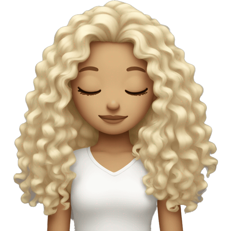 Girl with long curly hair sleeping white  emoji