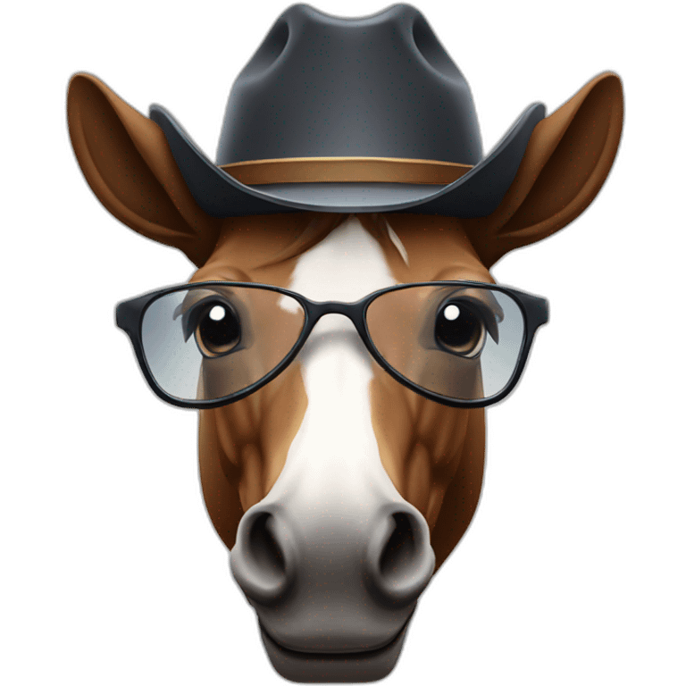 Horse with cowboy hat and glasses emoji